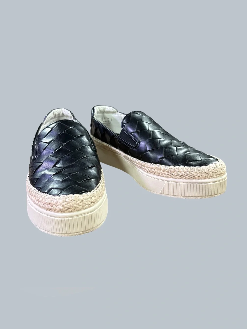Franco Sarto Woven Black Platform Espadrille Slip On Sneakers Women’s 8M
